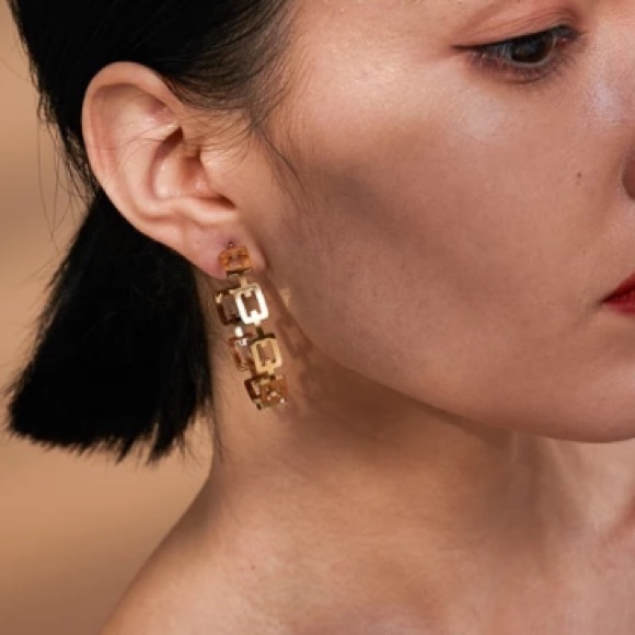 💛18K gold plated chain stud earrings - Picture 6 of 8